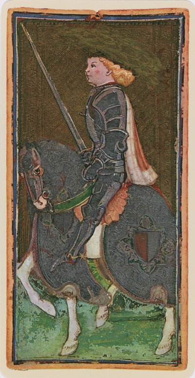 The Knight of Swords, facsimile of a tarot card from the 